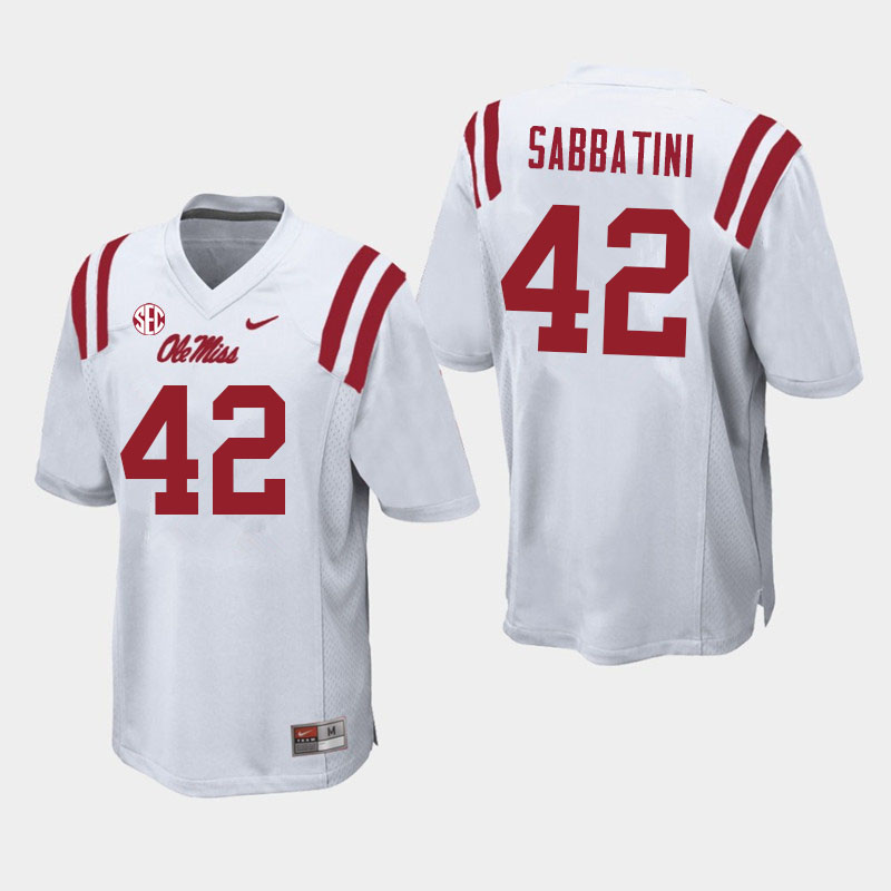 Men #42 Elijah Sabbatini Ole Miss Rebels College Football Jerseys Sale-White
